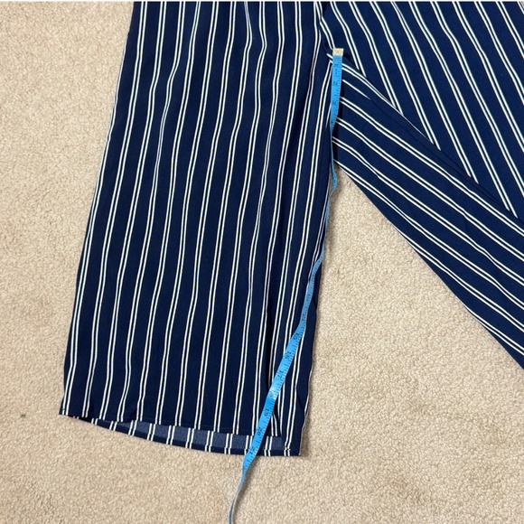 Lulus Jumpsuit Blue White Stripe Strapless Cropped Leg Open Back Elastic Waist - Picture 14 of 16